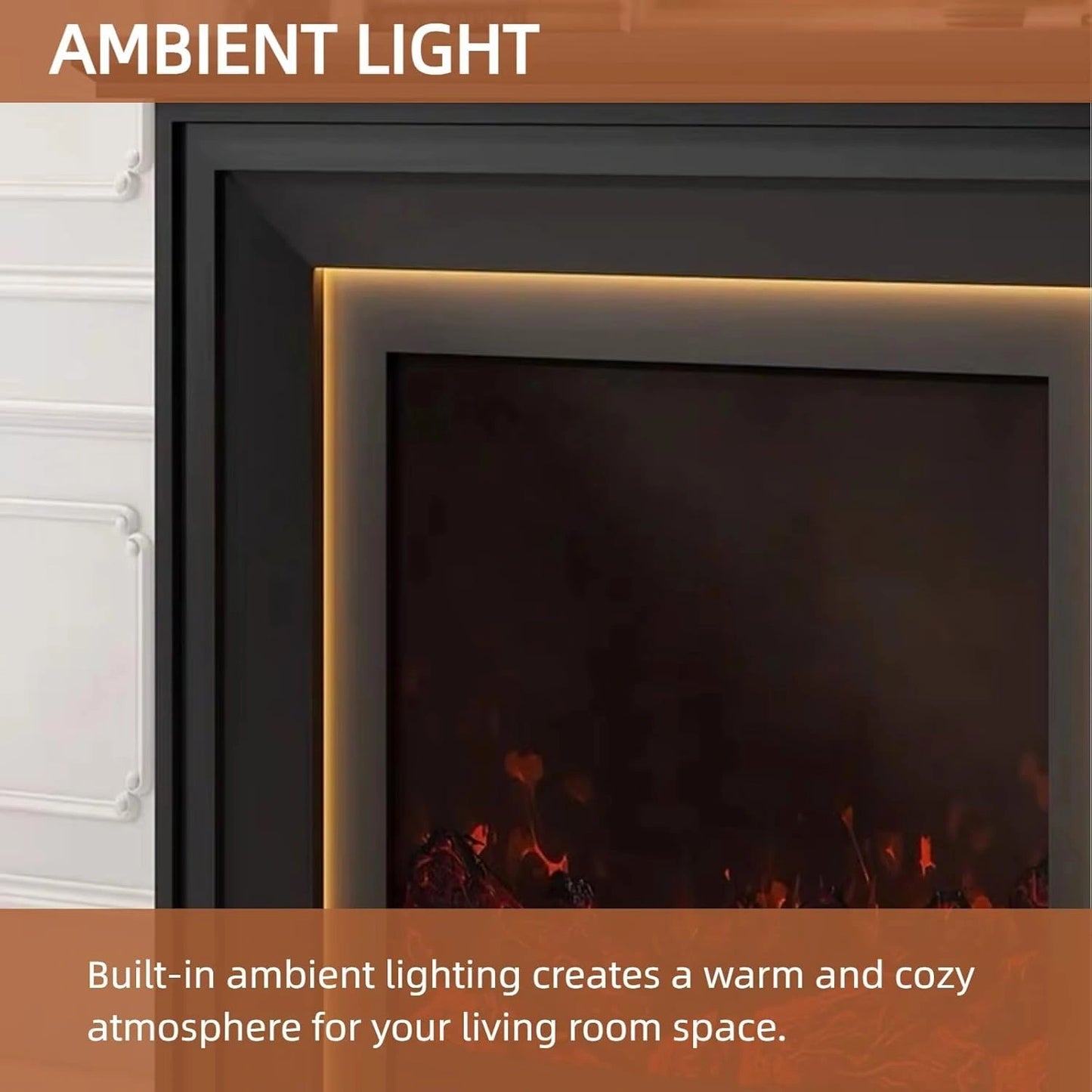 Aihm-Lon Black Electric Fireplace with Spacious Smooth Mantel 47”-59”