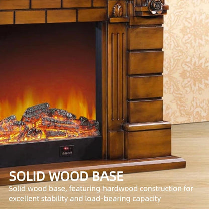 Aihm-Lon Brown Electric Fireplace Includes Vintage Rose Carving 51”
