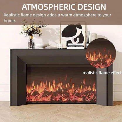 Aihm-Lon Black Electric Fireplace Includes 3D Real Flame Effect 47”-71”