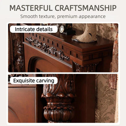 Aihm-Lon Luxury Electric Fireplace Includes Brown Ornate Carvings 59”