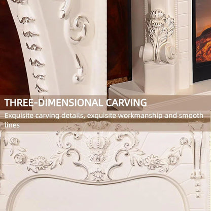 Aihm-Lon European Electric Fireplace Includes White 3D Carving 47”