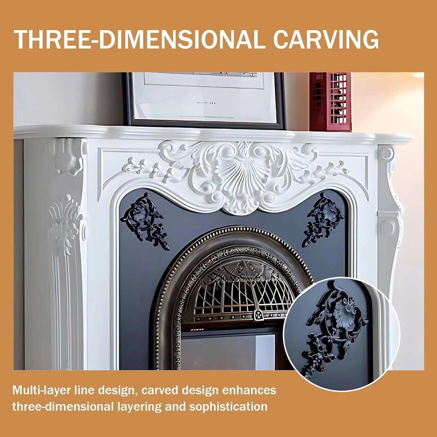 Aihm-Lon Elegant Electric Fireplace Includes Curved Design Lines 43”-59”