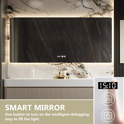 52"- 96" Modern Double Bathroom Cabinet Set with Defogging Mirror and Sink