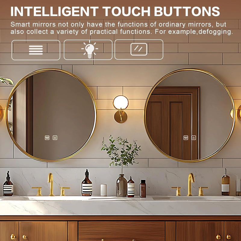 72"-96" Retro Bathroom Vanity with Double Sinks Includes Round Mirror