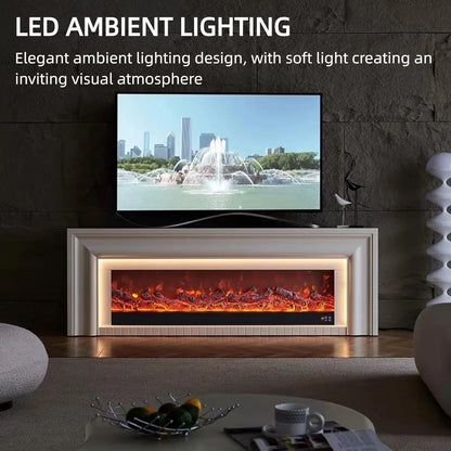 Aihm-Lon White Electric Fireplace with Ambient Light 79”