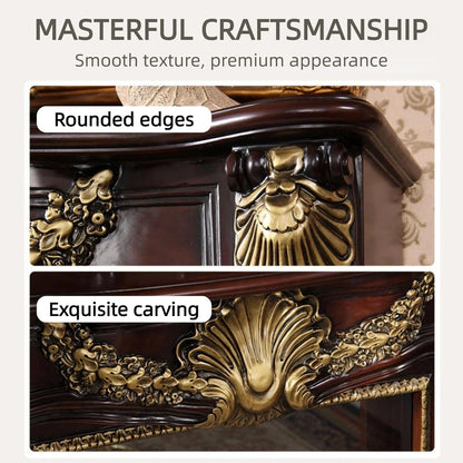 Aihm-Lon Brown Electric Fireplace Includes Gold Outline & Vintage Luxury Carving 47”