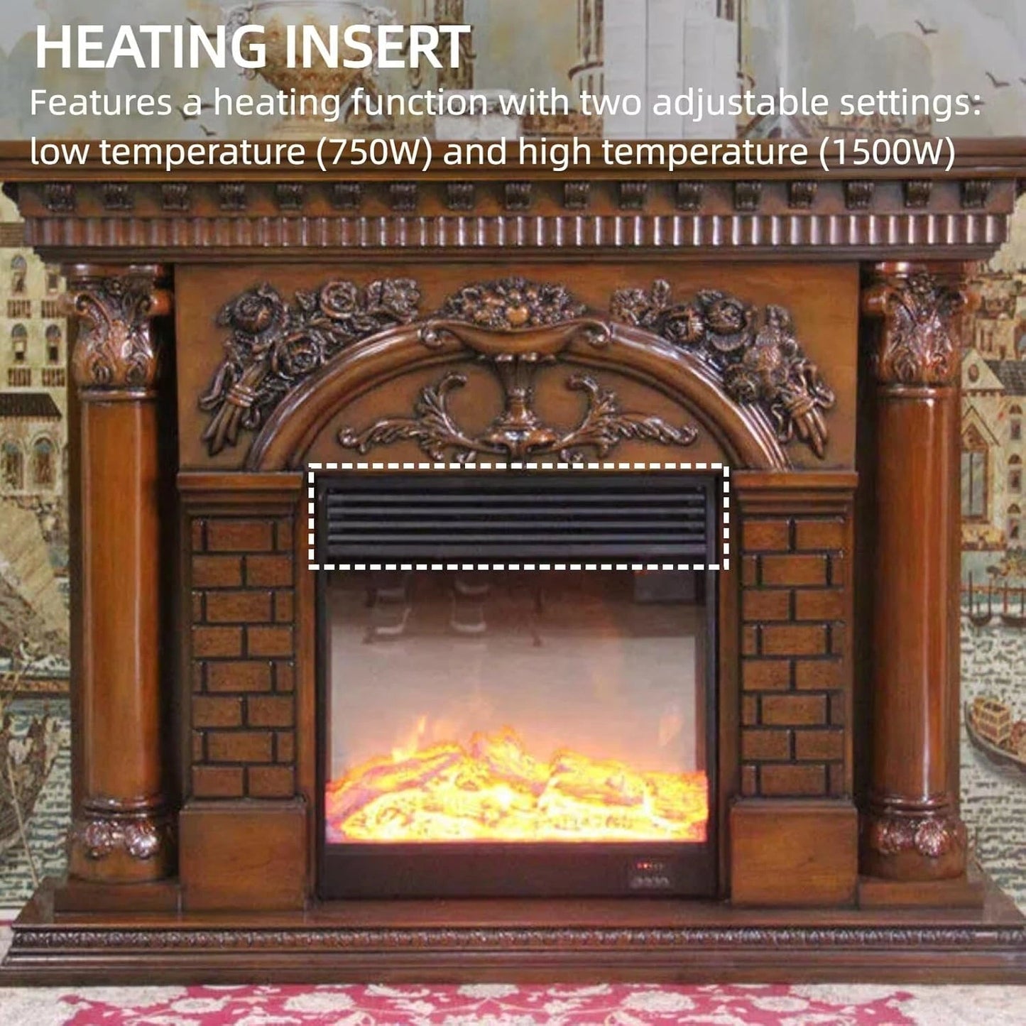 Aihm-Lon Indoor Electric Fireplace Includes European Classical Carving 59”