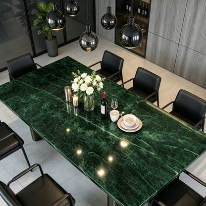 56" Luxury Dinning Table for 4-6 People (Polished Green Slate Countertop)