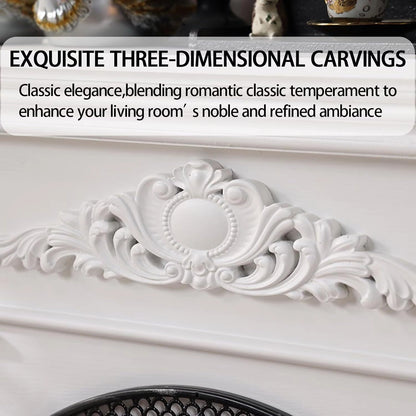 Aihm-Lon Electric Fireplace with Realistic Flame Effect & White Carving 39”