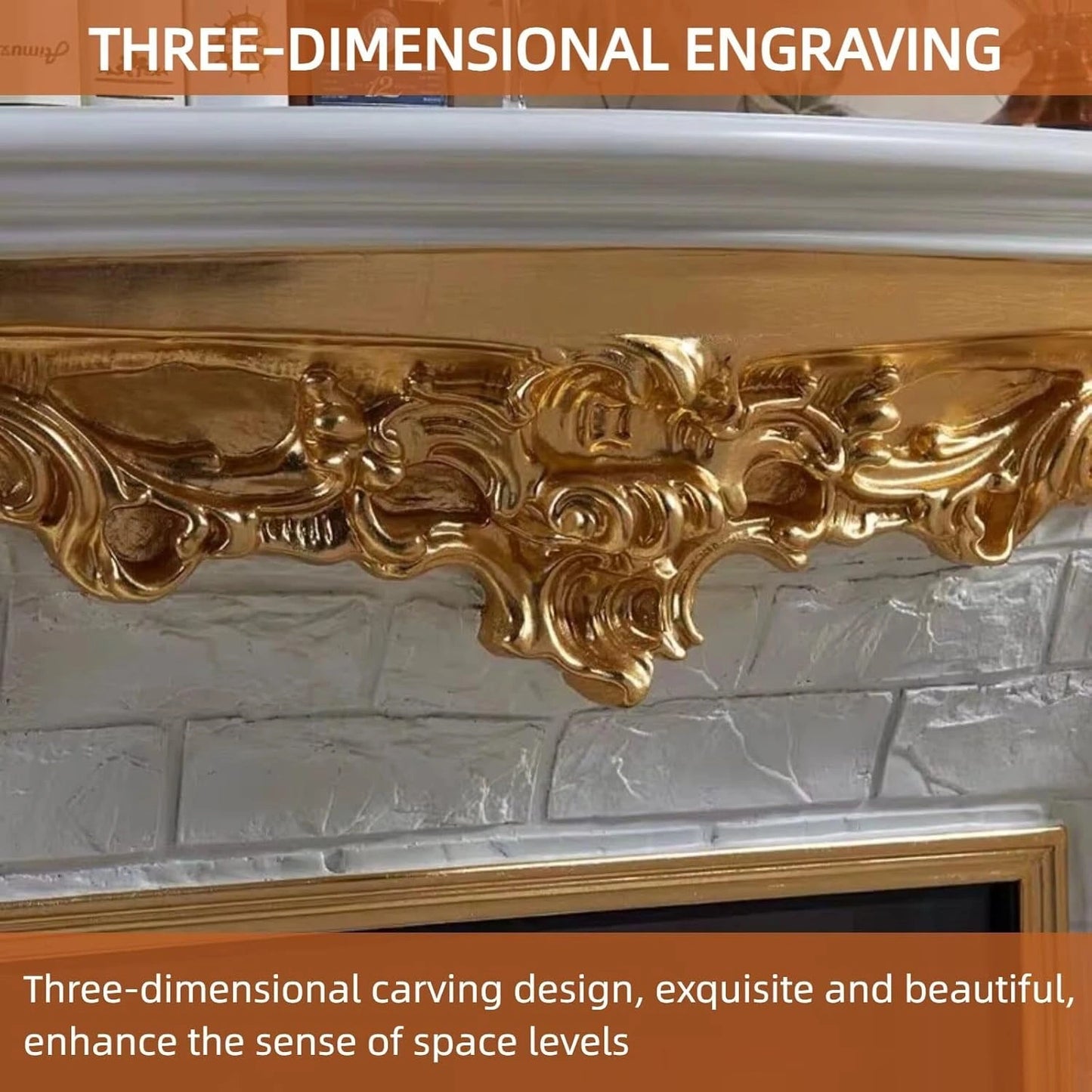 Aihm-Lon Electric Fireplace with Exquisite Carving White Vintage Tall Chimenea TV Stand 57”