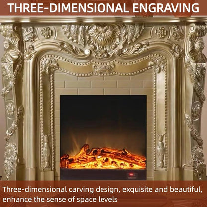 Aihm-Lon Exquisite Electric Fireplace Gold Luxury Countertop Archway 59”