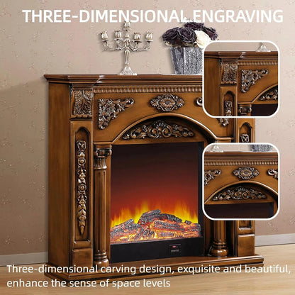 Aihm-Lon Vintage Electric Fireplace Includes Brown Vintage Double Columns 47”