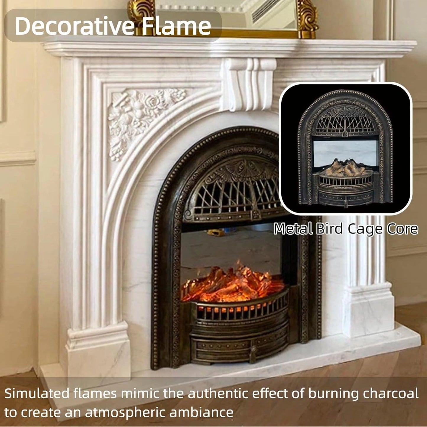 Aihm-Lon Tall Electric Fireplace Includes White Luxury Classic Carving 51”