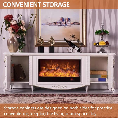 Aihm-Lon Retro Electric Fireplace Includes Gold-Traced 71”