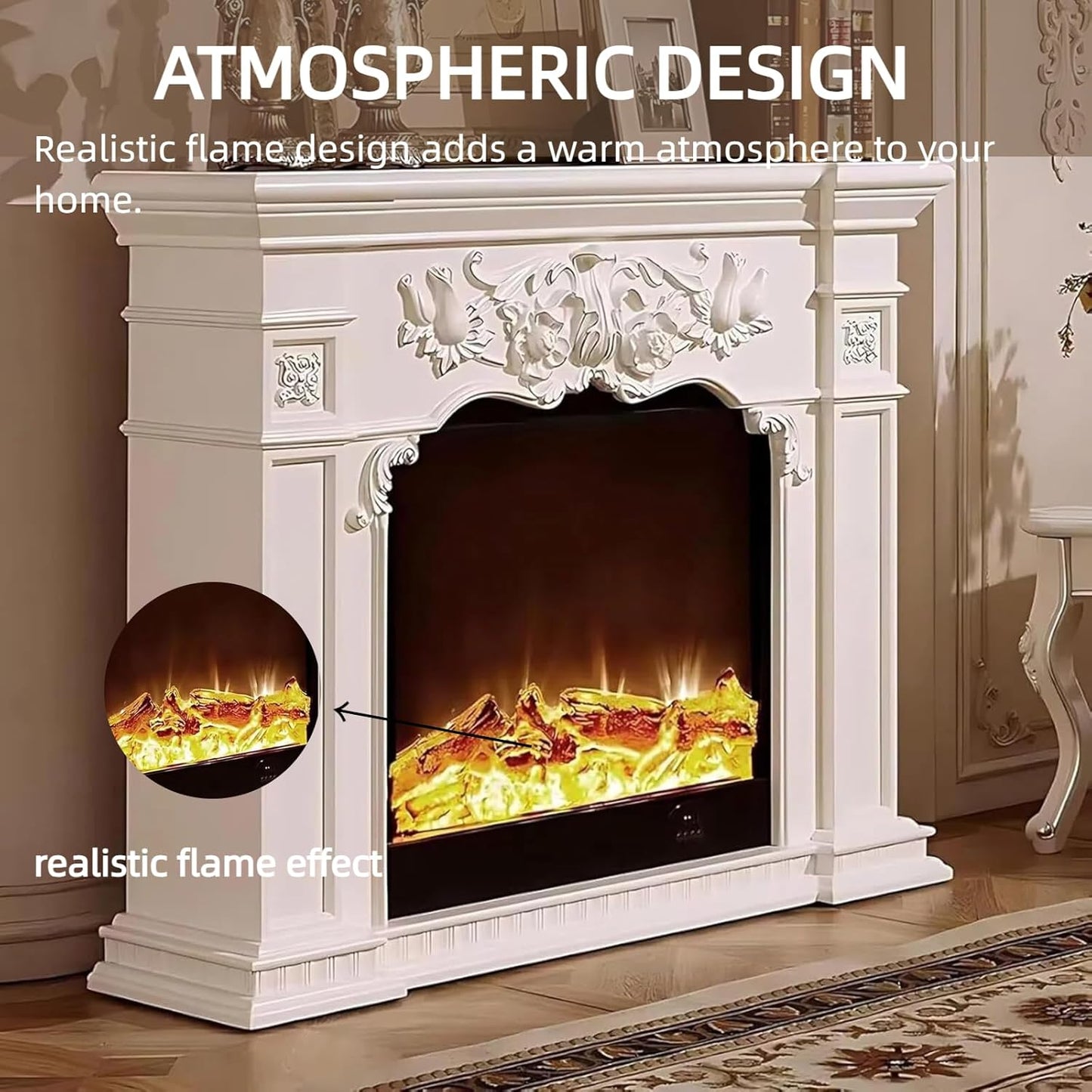 Aihm-Lon Electric Fireplace Three-dimensional Relief Design 39”-59”