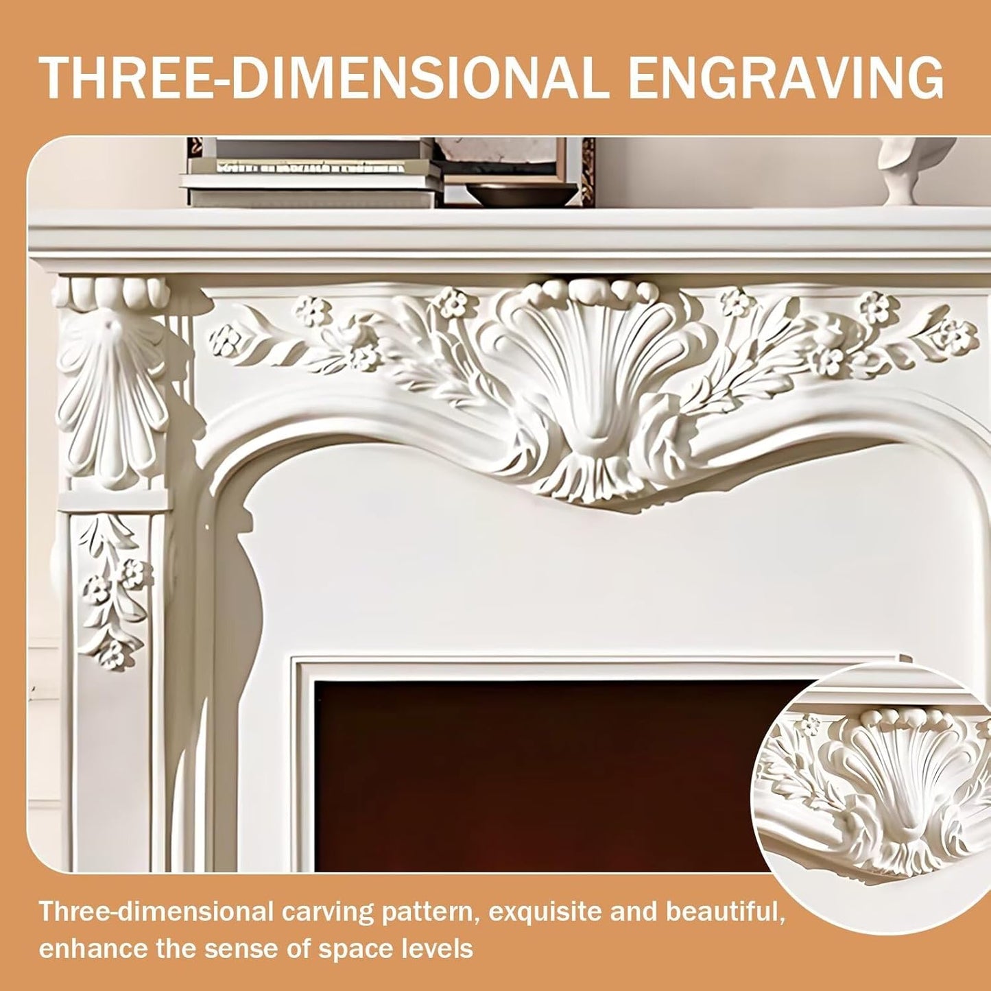 Aihm-Lon Exquisite Electric Fireplace with Spacious Countertop 55”