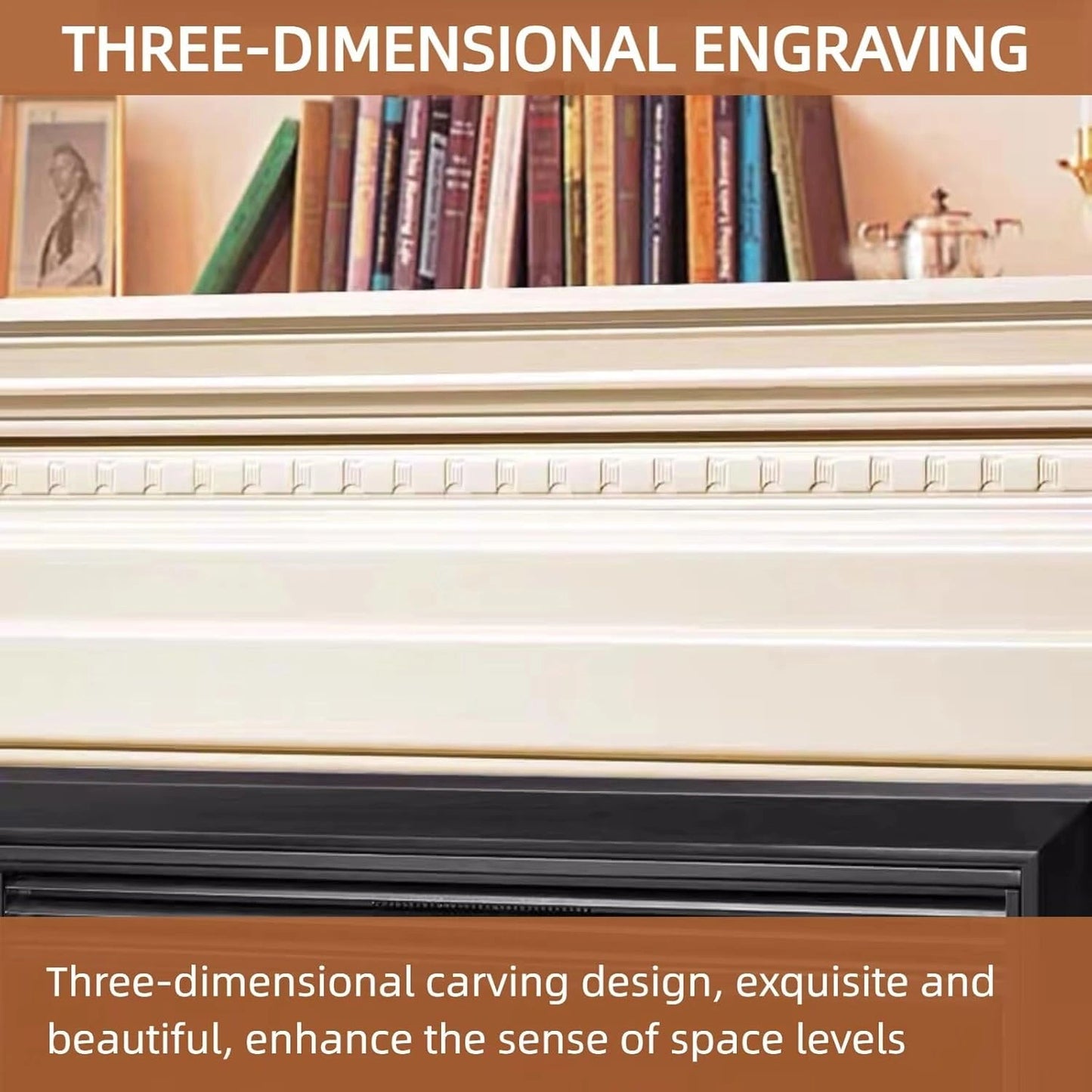 Aihm-Lon Indoor Electric Fireplace White Faux Chimenea TV Stand 73”