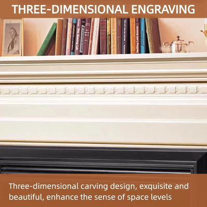 Aihm-Lon Indoor Electric Fireplace White Faux Chimenea TV Stand 73”