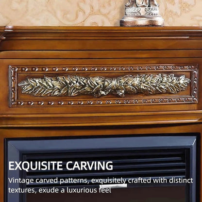 Aihm-Lon Brown Electric Fireplace Includes Ornate Carved Detail 47”