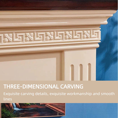 Aihm-Lon Tall Electric Fireplace Includes 3D Floral Carving & Arched Firebox 47”