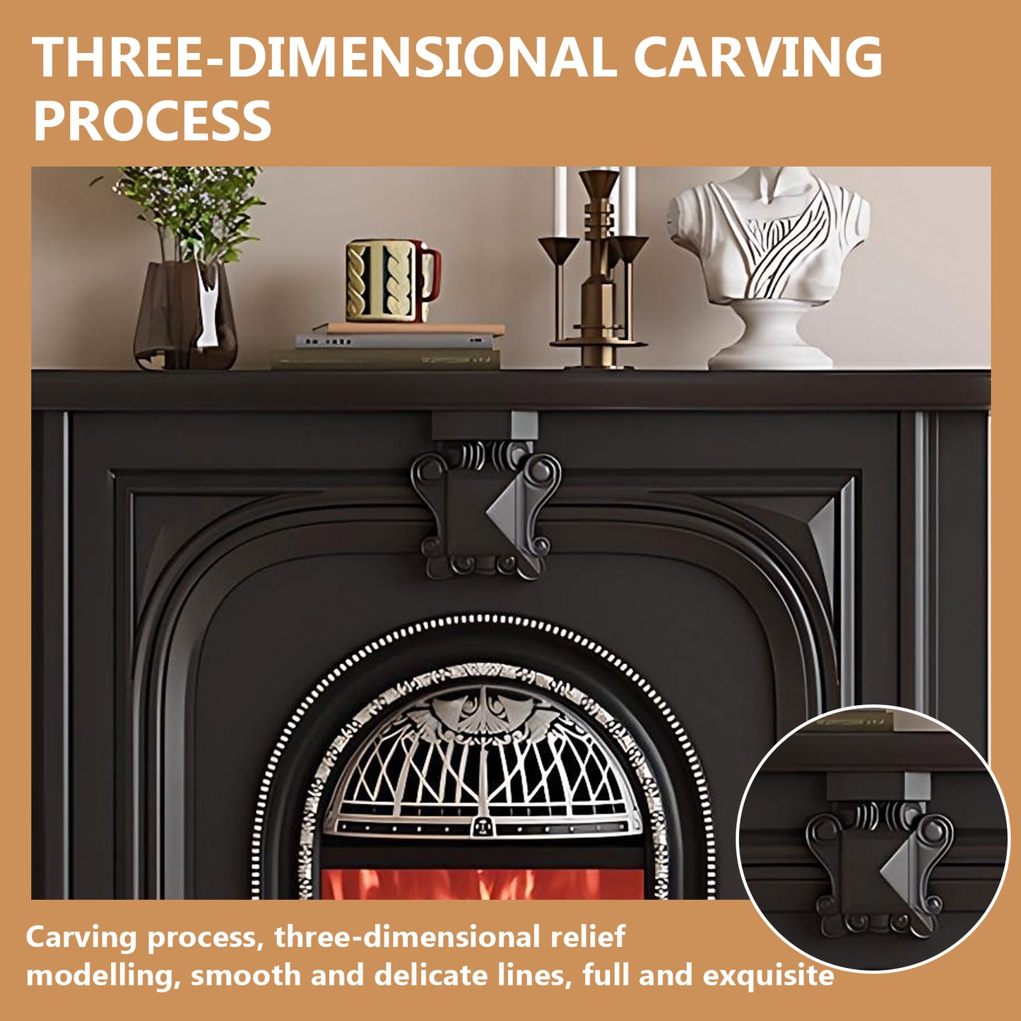 Aihm-Lon Luxurious Electric Fireplace with Retro Birdcage Shape 39’’-59’’