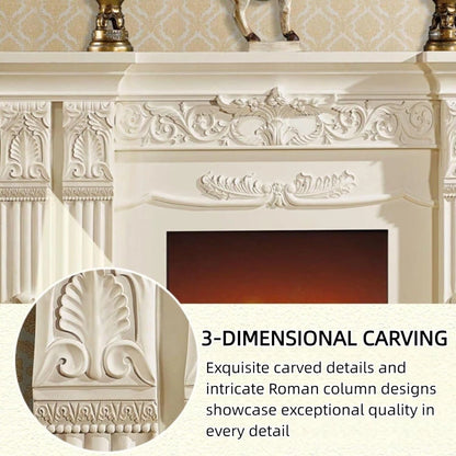 Aihm-Lon White Electric Fireplace with Decorative Real Flame Inserts 73”