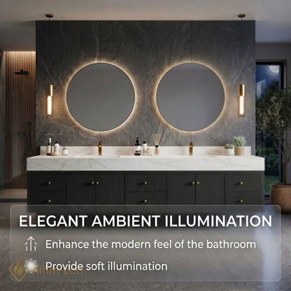 76''-96'' Double Bathroom Vanity with Sink Dark Ribbed Front Panel Floating Storage
