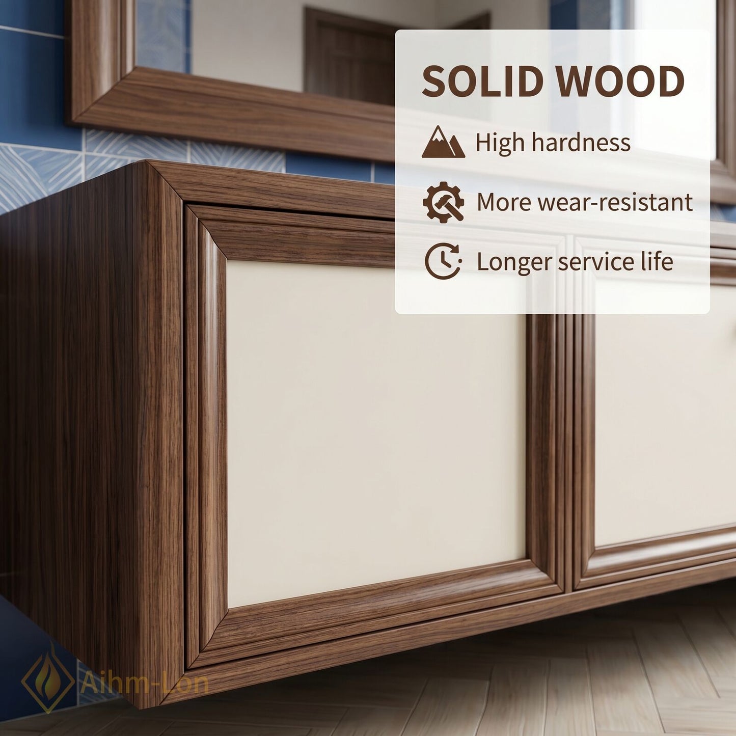 78''-96'' Floating Bathroom Vanity with Sink Wood Frame Panels Illuminated Mirror Cabinet