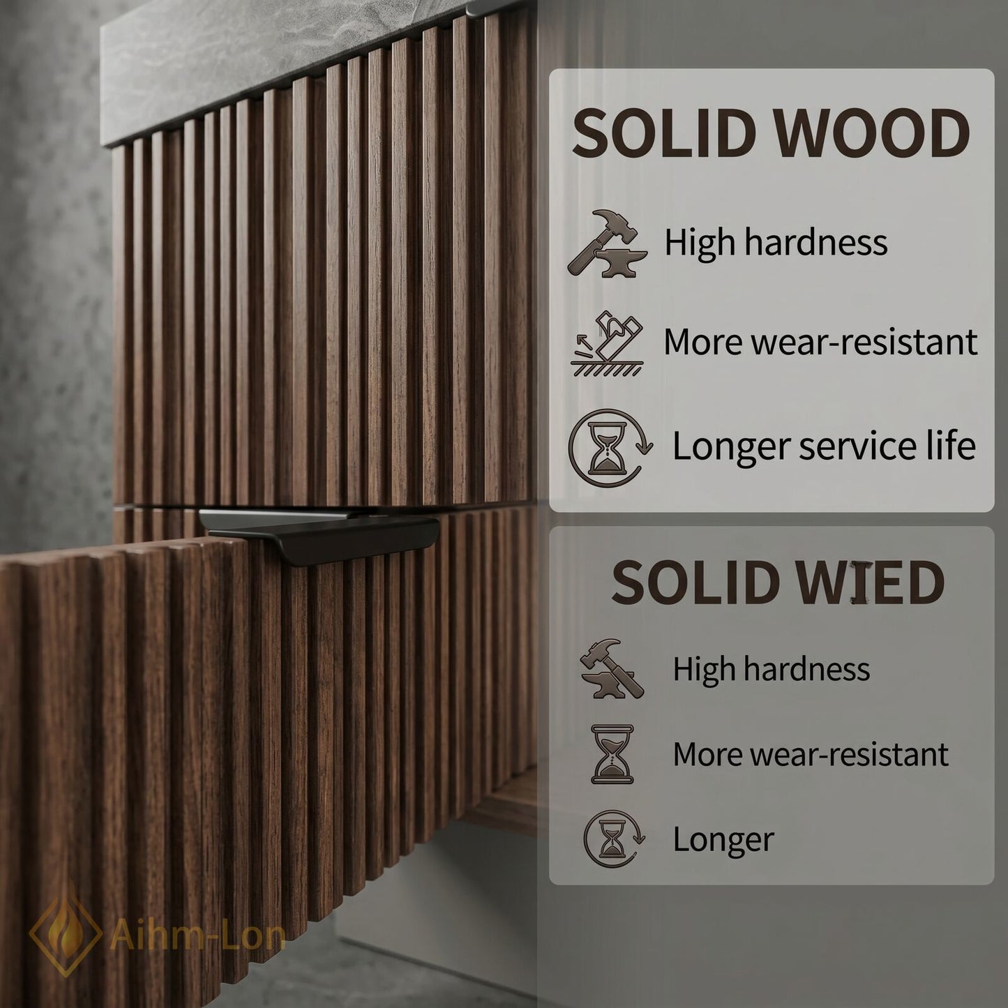 60''-96'' Double Bathroom Vanity with Sink Modern Open-Shelving Vertical Slat Paneling Dark