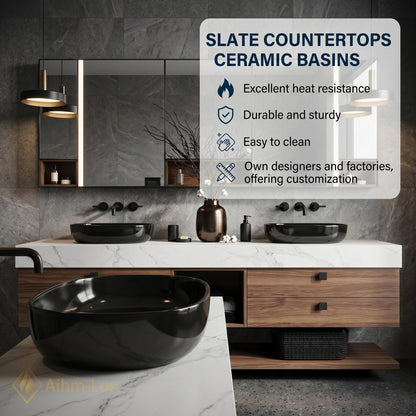 60''-96'' Double Bathroom Vanity with Sink White Slatted-Panel Marble Countertop Open
