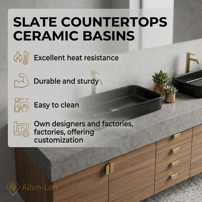 60''-96'' Double Bathroom Vanity with Sink Floating Grey Stone-Effect Wood Grain Cabinetry