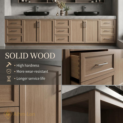 60''-96'' Double Bathroom Vanity with Sink Modern Stone-Look Floating Wall-Mounted Spacious Frame