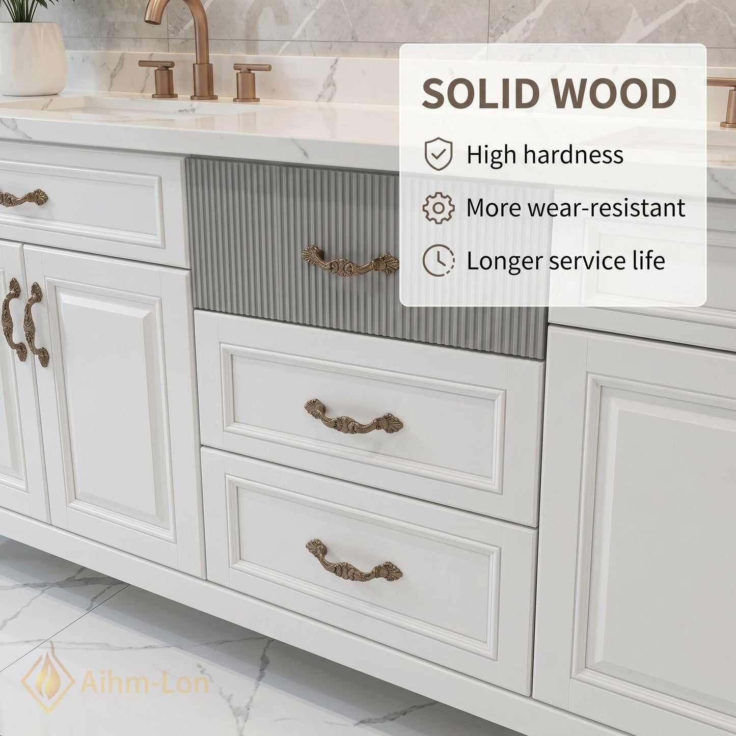 72''-96'' Modern Bathroom Vanity with Sink White Stone Textured Gray Drawer Cabinet