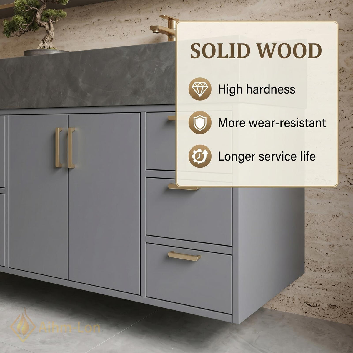 60''-96'' Double Bathroom Vanity with Sink Fluted Panel Doors Spacious Storage