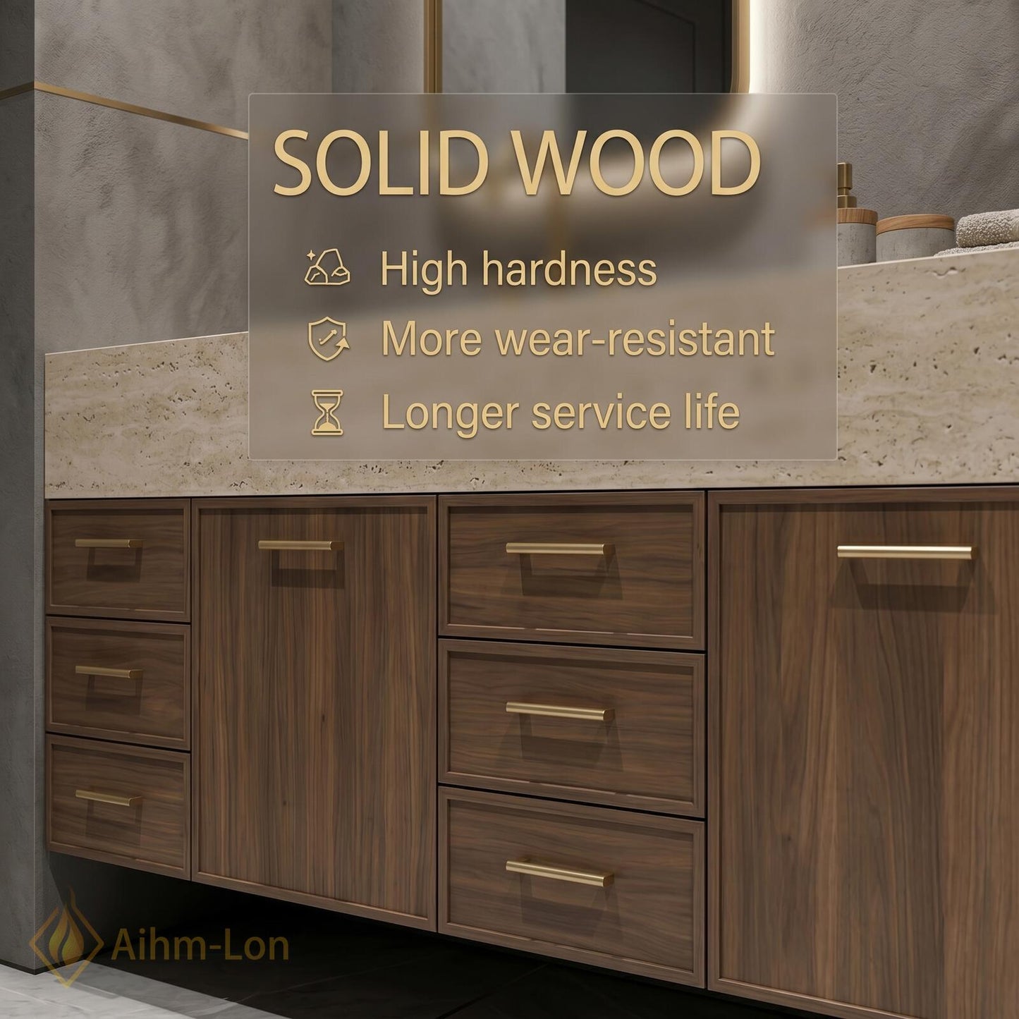 70''-96'' Double Bathroom Vanity with Sink Dark-Walnut Modern Floating Slatted Center