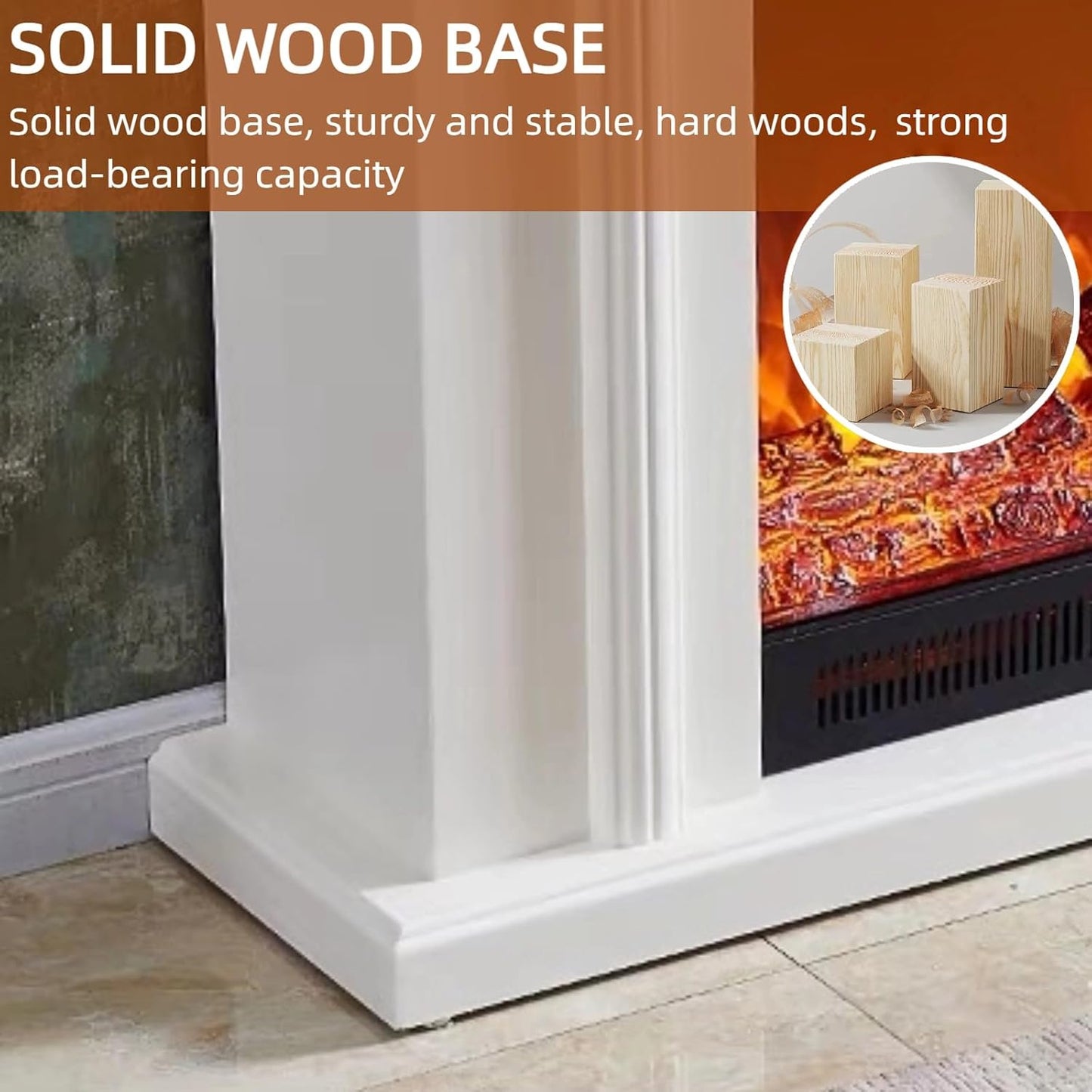 Aihm-Lon Modern Electric Fireplace Realistic Flame 47”-59”