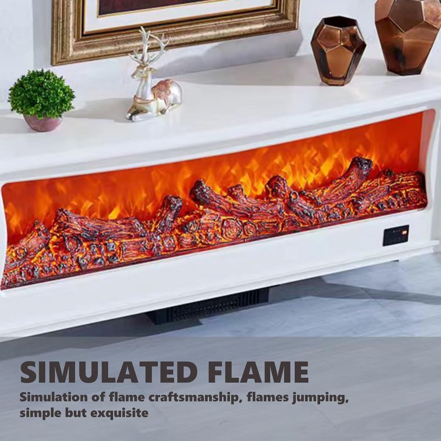 Aihm-Lon White Electric Fireplace with Exquisite Patterns 30”-54”