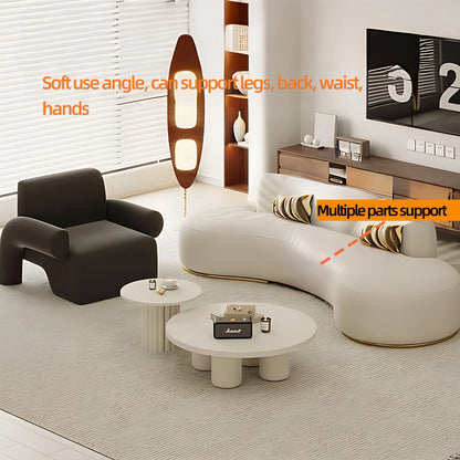 Aihm-Lon Commercial Grade White Modern Sectional Sofa Set with Stool and Coffee Table 79"-110"