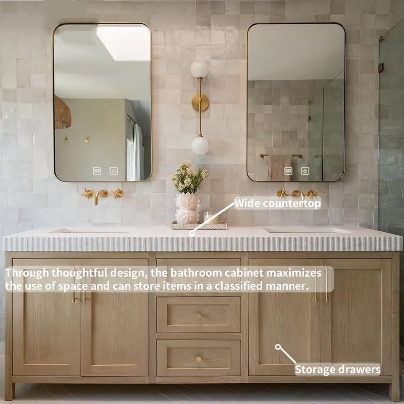 60"-96"Modern Bathroom Vanity with Double Sinks (Rustic Log Style)