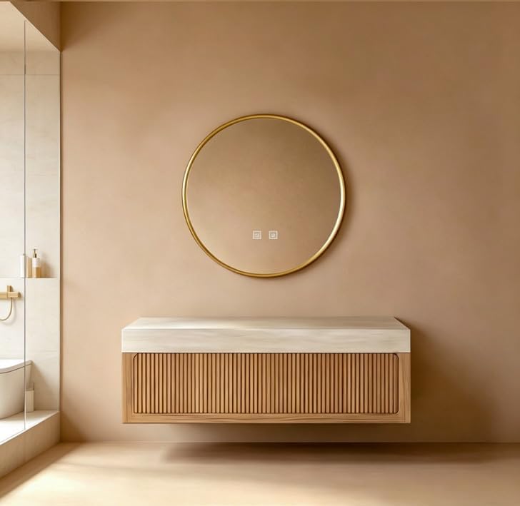 68"Floating Bathroom Vanity with Double Sinks Includes Irregular Mirrors