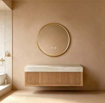 68"Floating Bathroom Vanity with Double Sinks Includes Irregular Mirrors