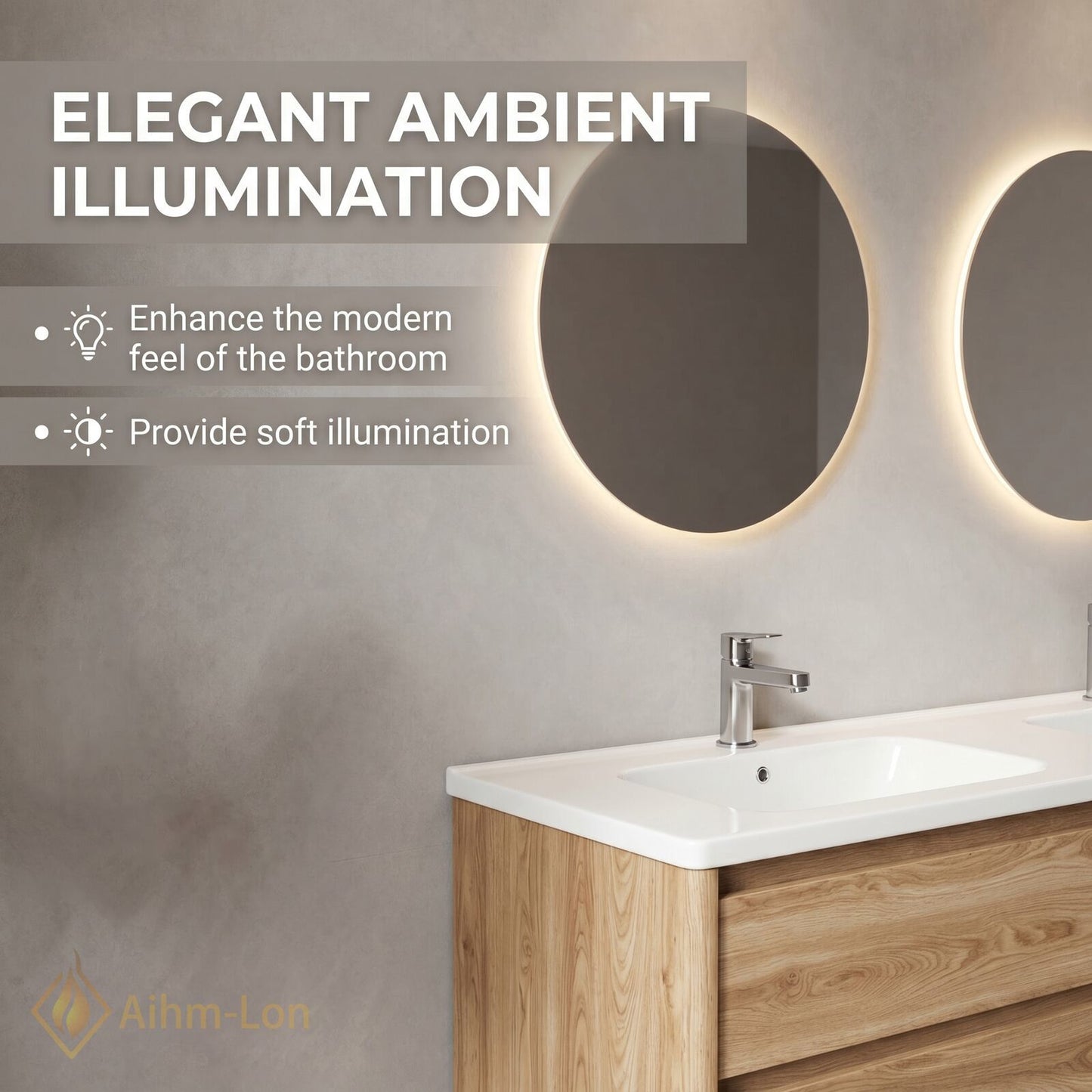 60''-96'' Modern Bathroom Vanity with Sink Floating Light Wood Undermount Deep Drawers