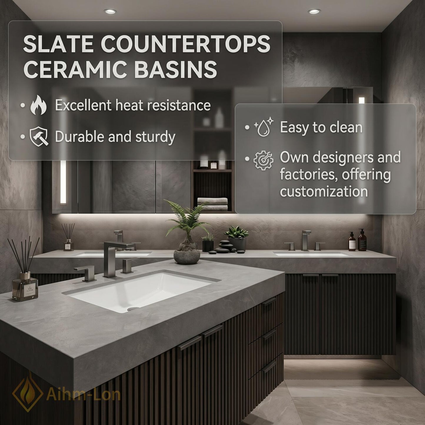 70''-96'' Double Bathroom Vanity with Sink Vertical Slatted Panels Central Drawer Storage