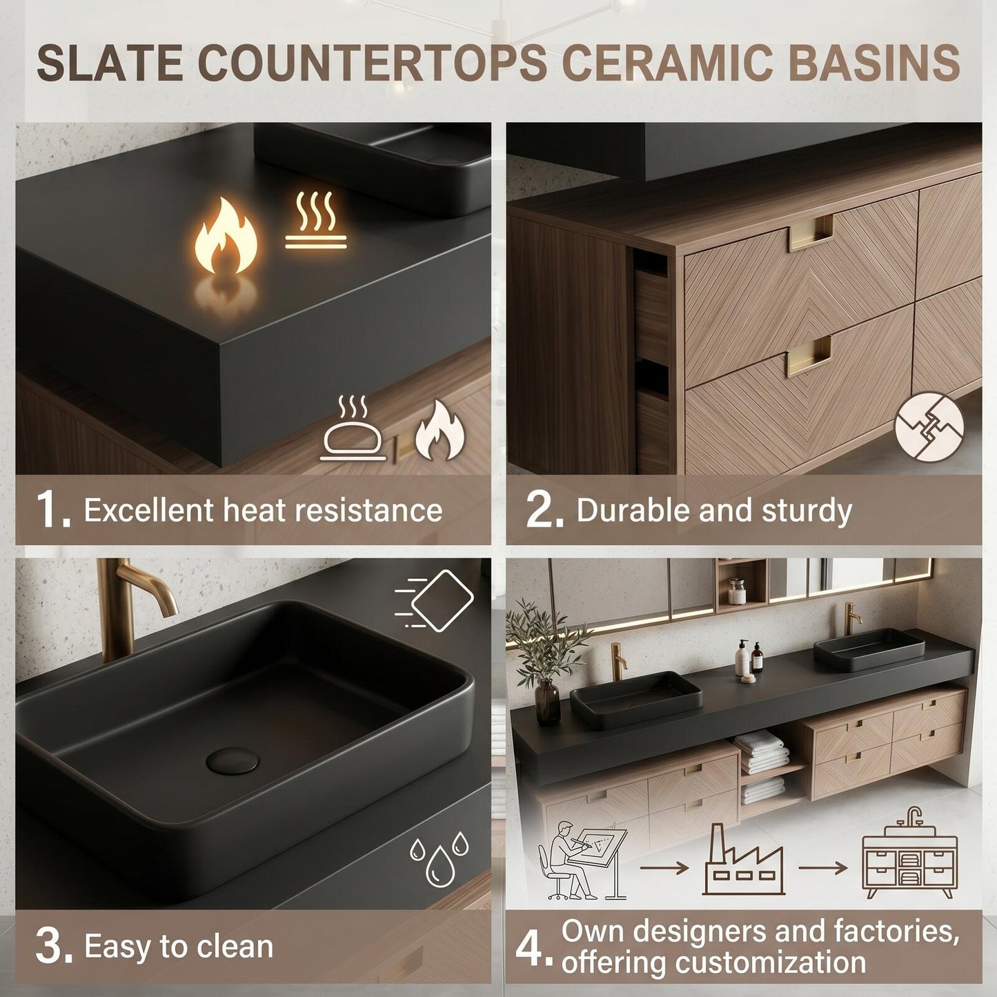 70''-96'' Modern Bathroom Vanity with Sink Double Sink Dark Matte Chevron Drawers Cabinet