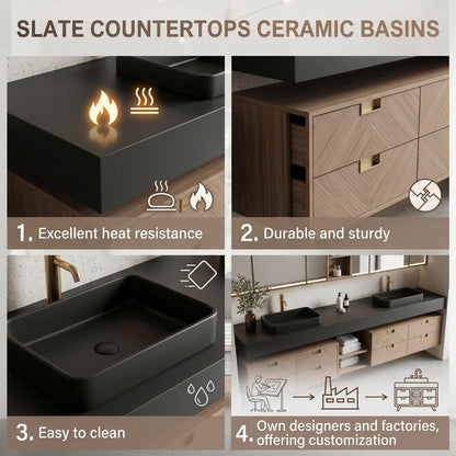 70''-96'' Modern Bathroom Vanity with Sink Double Sink Dark Matte Chevron Drawers Cabinet