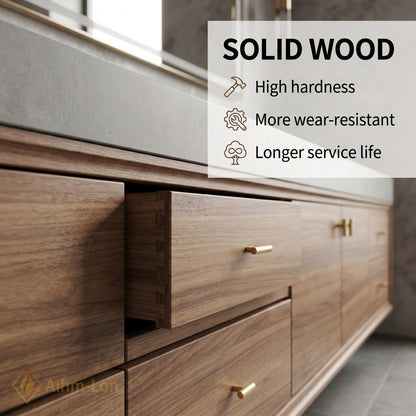 76''-96'' Double Bathroom Vanity with Sink Grey Modern Wood-Grain Sets Concrete Countertop