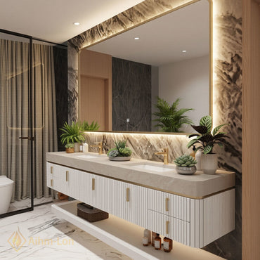60''-96'' Bathroom Vanity with Sink Floating Storage Drawers Marble Top Double Smart