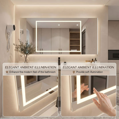 36''-64'' Single Bathroom Vanity with Sink Floating Light Wood Grain Mirror Cabinet