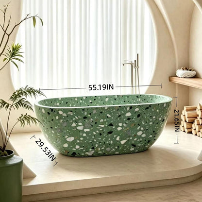 Aihm-Lon Freestanding Bathtubs - Bathtub with Green Oval Design