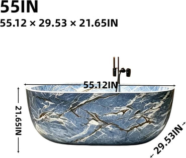 Aihm-Lon Freestanding Bathtubs - Modern Bathtub with Blue Marble Finish